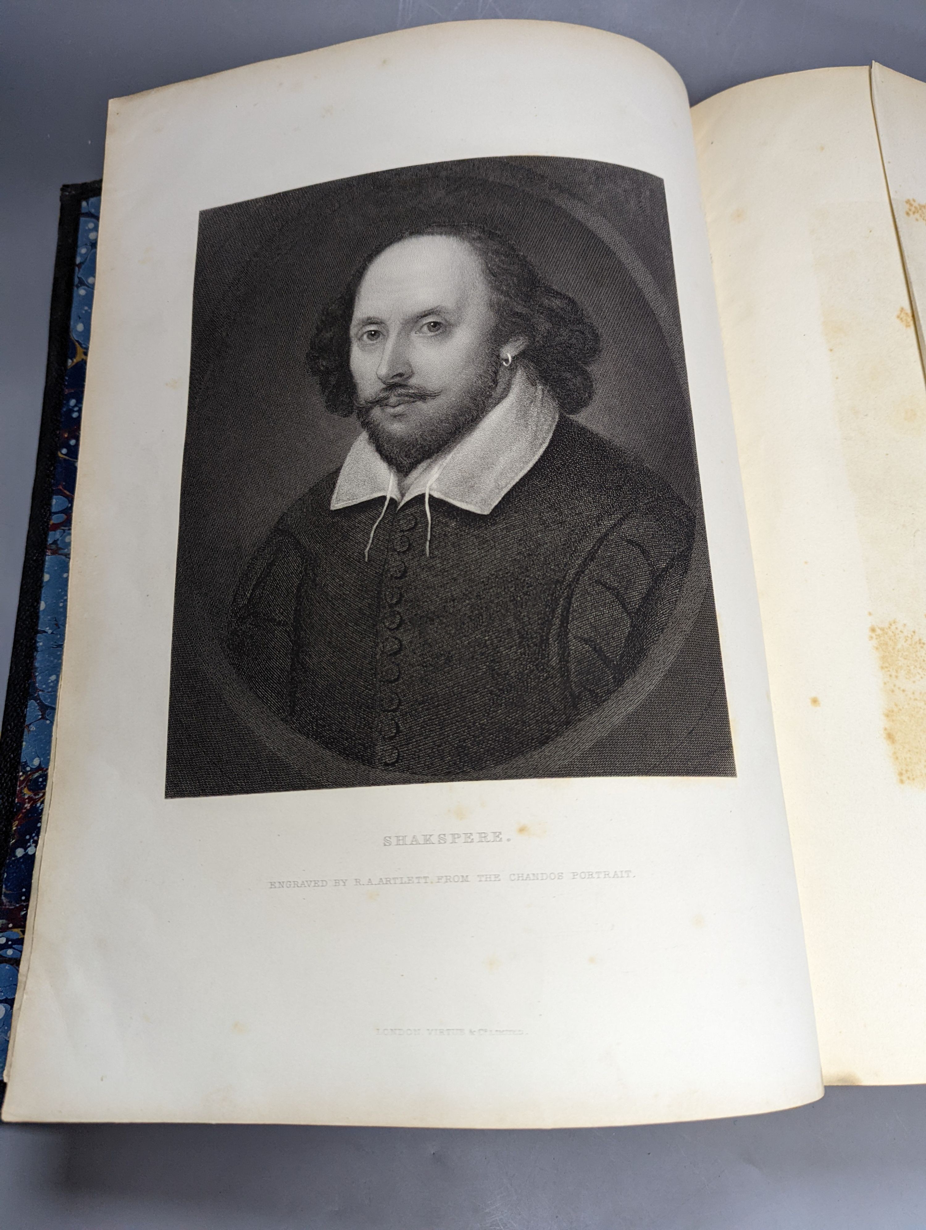 Shakespeare, William - The Works of Shakespeare. Imperial Edition, 2 vols. Edited by Charles Knight. num. steel-engraved plates (after Frith, Gilbert, Dadd & others); publisher's gilt half